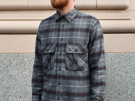 Miles Leon Grey Cotton Plaid Field Shirt Online Hot Sale