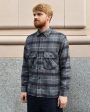 Miles Leon Grey Cotton Plaid Field Shirt Online Hot Sale