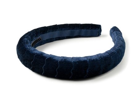 Halo Luxe Ava Scalloped Velvet Headband - Navy For Sale