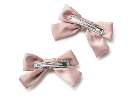 Halo Luxe Rosa Vintage Satin Double Bow Clips - Mauve For Sale