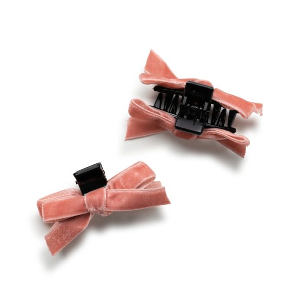 Halo Luxe Laura Velvet Bow Mini Claw Clip Set - Pink Online now