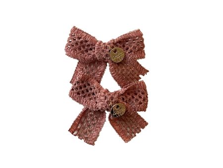 Halo Luxe Della Chenille Lace Double Bow Clip - Rose on Sale