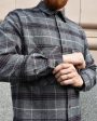 Miles Leon Grey Cotton Plaid Field Shirt Online Hot Sale