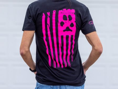 **New** Salute Tee Black Neon Pink Sale