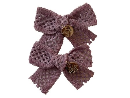 Halo Luxe Della Chenille Lace Double Bow Clip - Lavender Online now