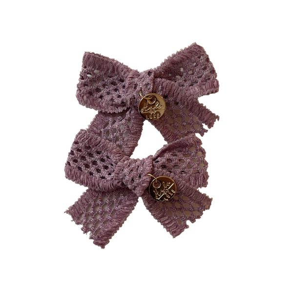 Halo Luxe Della Chenille Lace Double Bow Clip - Lavender Online now