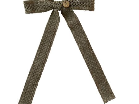 Halo Luxe Della Chenille Lace Bow Long Tail Clip - Sage Cheap