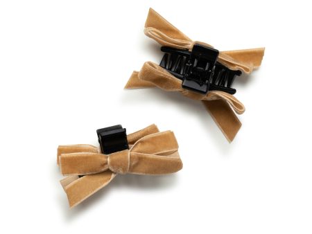 Halo Luxe Laura Velvet Bow Mini Claw Clip Set - Mocha Supply