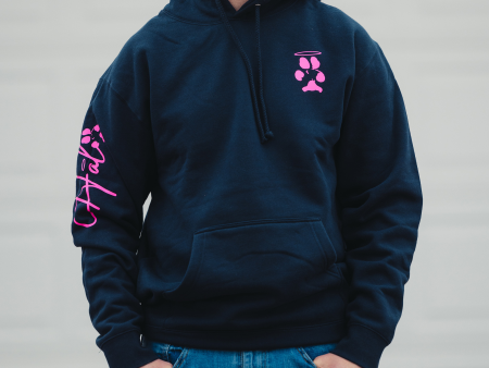 **New** Remember Hoodie- Navy Neon Pink Cheap