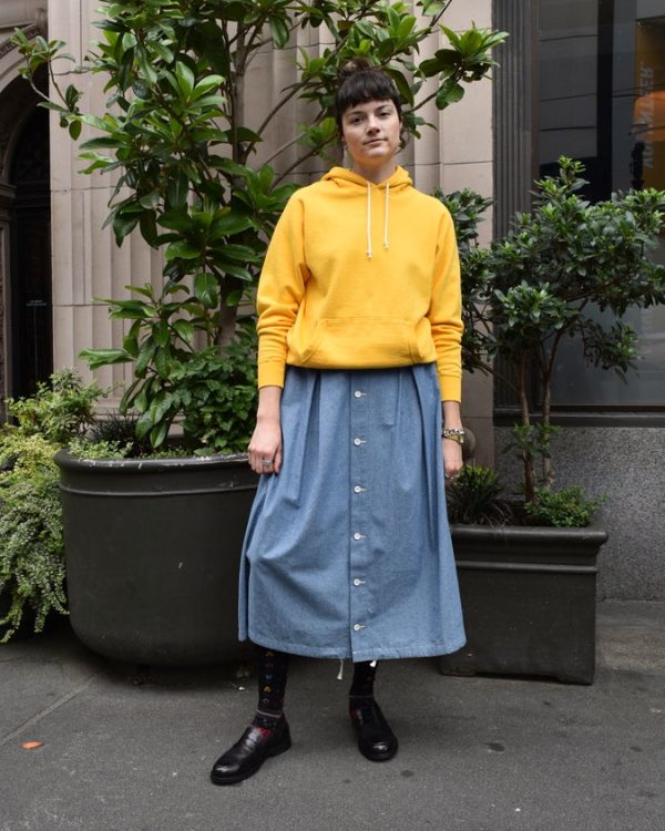 Engineered Garments Blue Chambray Tuck Skirt For Cheap