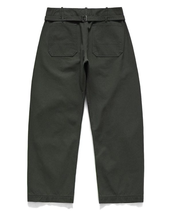 Eastlogue Olive Green Belted Curved Knee Pant on Sale