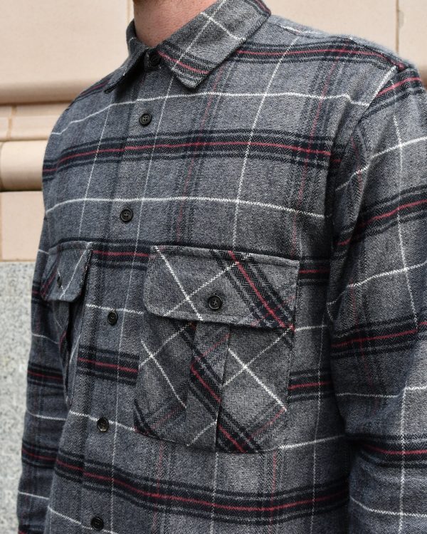 Miles Leon Grey Cotton Plaid Field Shirt Online Hot Sale