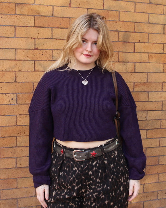 Barena Purple Cropped Sweater For Sale