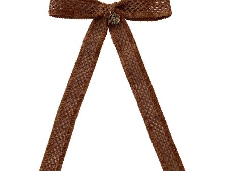 Halo Luxe Della Chenille Lace Bow Long Tail Clip Caramel - Brown Hot on Sale