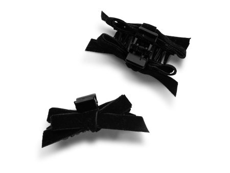 Halo Luxe Laura Velvet Bow Mini Claw Clip Set - Black Cheap