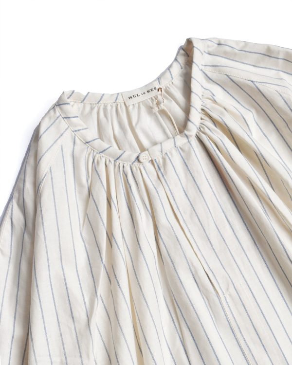 Hul le Kes Cream Blue Cotton Stripe Kahlo Tunic Discount