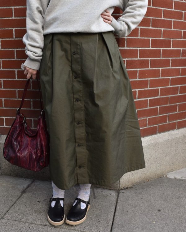 Engineered Garments Tuck Skirt in Olive Poplin Sale