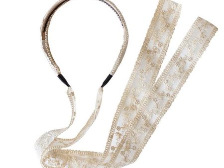 Halo Luxe Anna Lace Tie Back Headband - Off White Supply