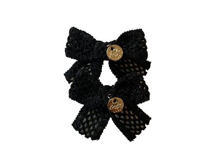 Halo Luxe Della Chenille Lace Double Bow Clip - Black on Sale