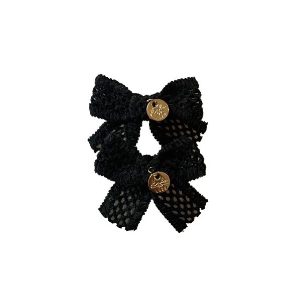 Halo Luxe Della Chenille Lace Double Bow Clip - Black on Sale