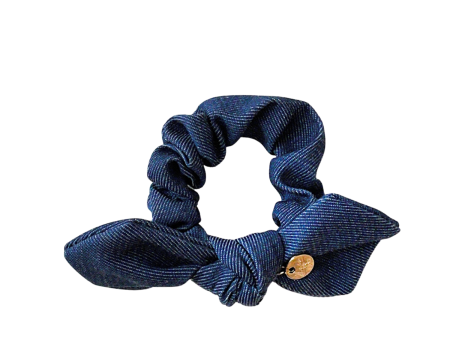 Pouf Denim Scrunchie Dark Dark Blue Denim For Discount