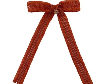 Halo Luxe Della Chenille Lace Bow Long Tail Clip - Pumpkin Sale