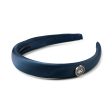 Halo Luxe Rosa Vintage Satin Headband - Navy For Sale