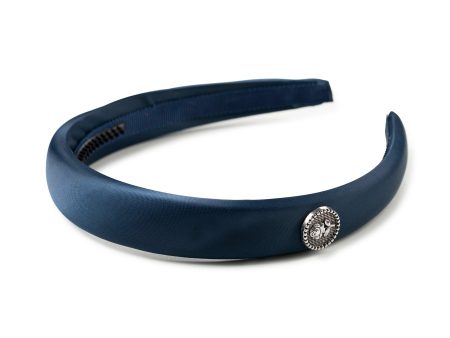 Halo Luxe Rosa Vintage Satin Headband - Navy For Sale