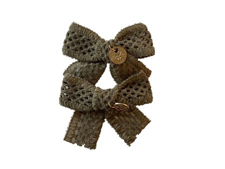 Halo Luxe Della Chenille Lace Double Bow Clip - Sage Hot on Sale