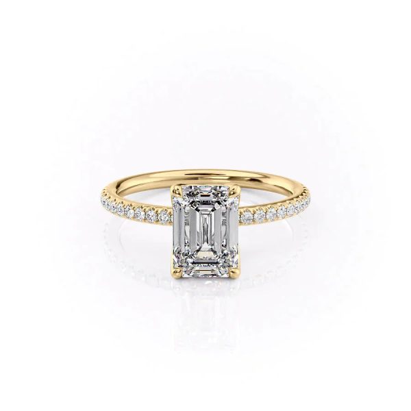 The Pave Alison Set With A 3.5 Carat Emerald Moissanite Sale