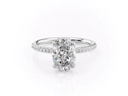 The Pave Alison Set With A 3.5 Carat Oval Moissanite Online Hot Sale