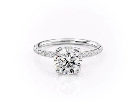 The Pave Alison Set With A 1.5 Carat Round Moissanite on Sale