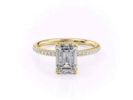 The Pave Alison Set With A 1 Carat Emerald Moissanite For Cheap