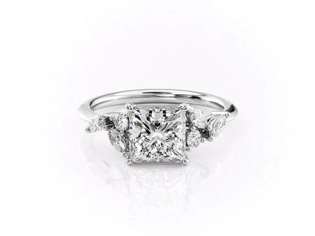 The Melissa Set With A 4.5 Carat Princess Moissanite For Sale