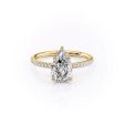 The Pave Alison Set With A 1 Carat Pear Moissanite For Sale