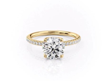 The Pave Alison Set With A 1 Carat Round Moissanite Hot on Sale